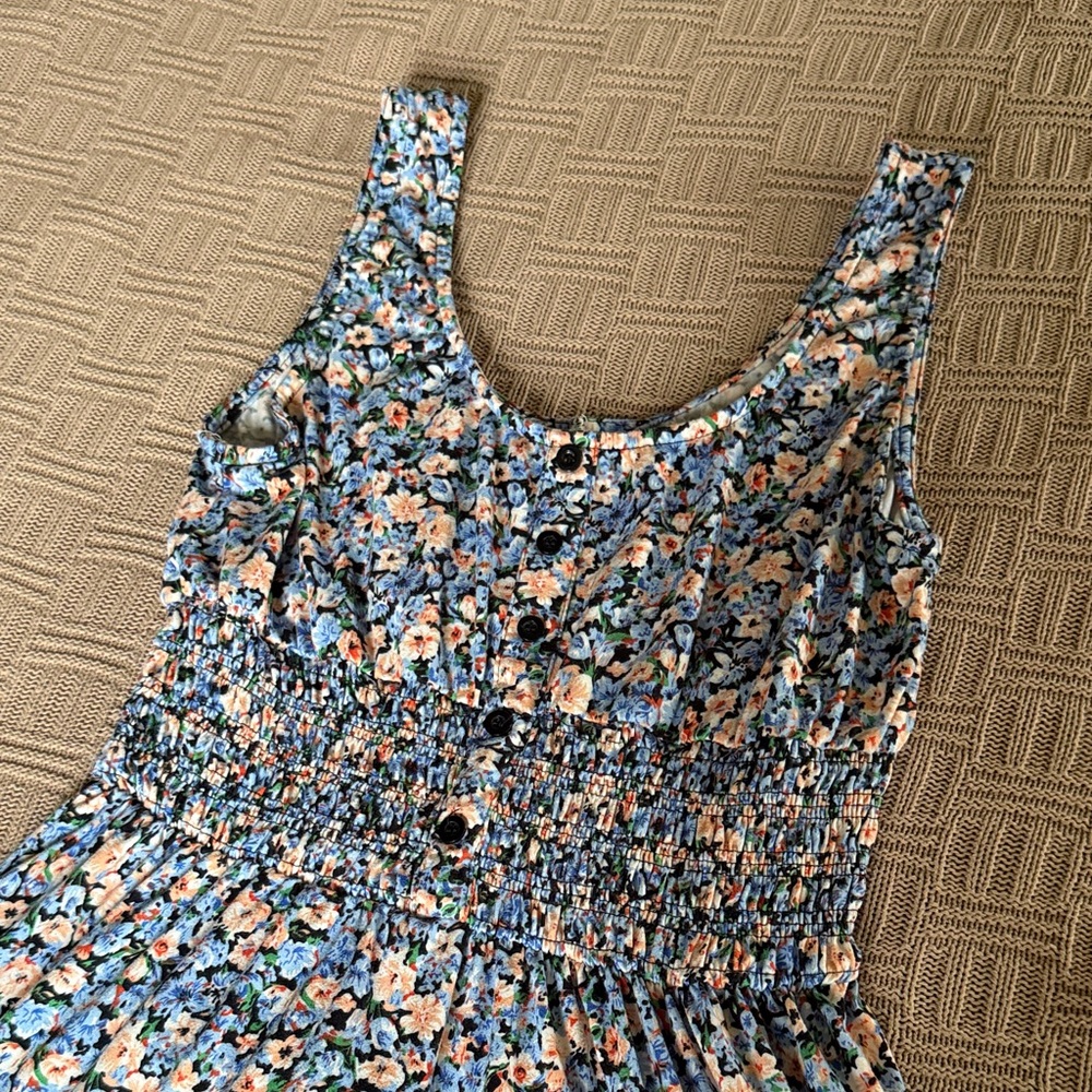 Blue Floral Button-Front Sundress - Picture 2 of 9